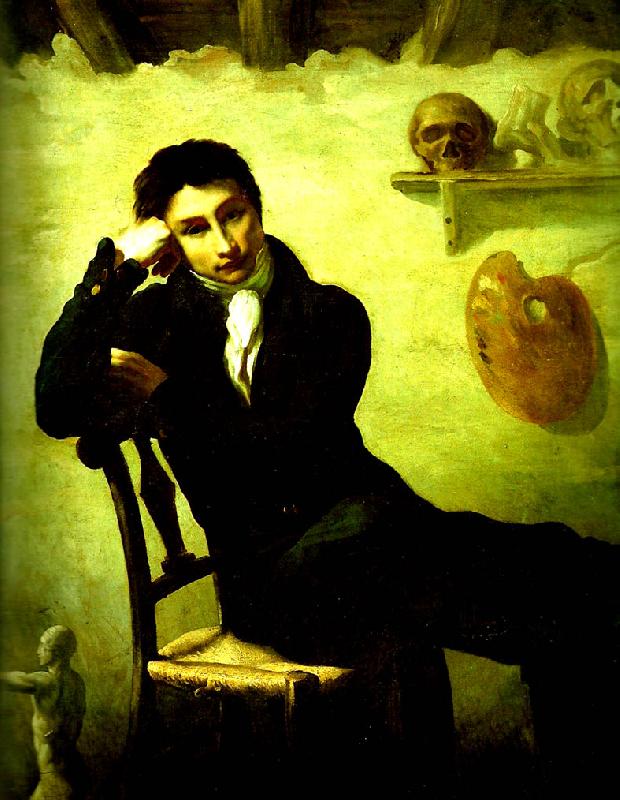 ecole francaise jeune artiste dans un atelier, dit autrefois autoportrait de gericault